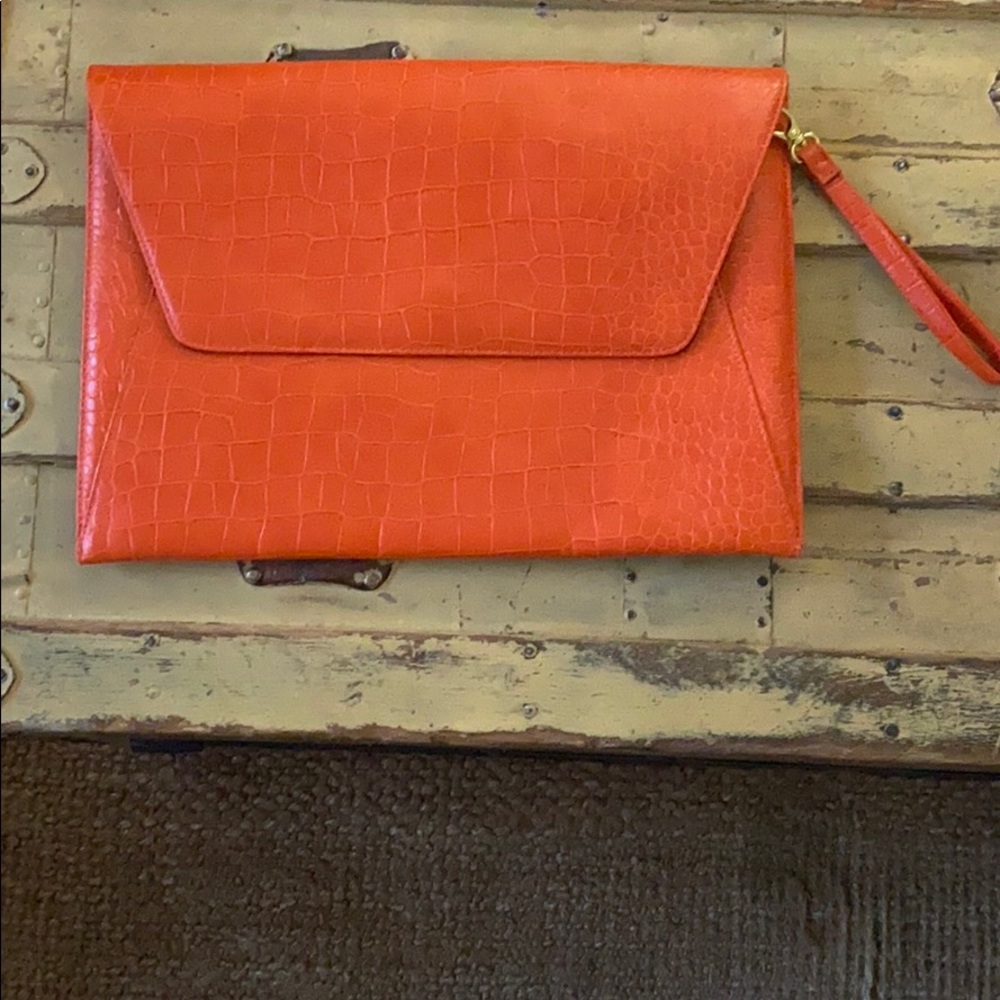 ASOS CROC VEGAN LEATHER SLIM CLUTCH BRIEF BAG OS